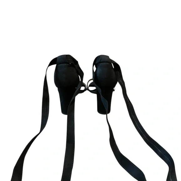 New-Elegant Black Heels Lace up Ribbon Tie Strappy Sandals Size: 7 - Picture 7 of 10